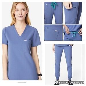 Figs Catrina Scrub Top in Big Sky - XS